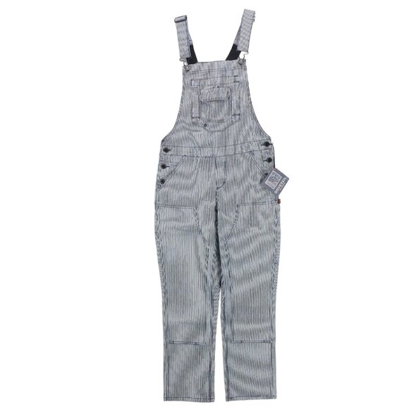 NWT DOVETAIL WORKWEAR Freshley Overall Indigo Stripe Utility Size 4 x 28 Inseam
